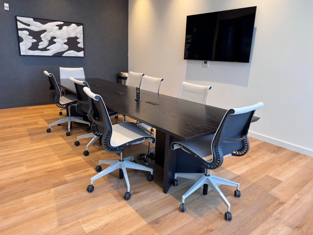 Conference room cleaned and ready for the workday